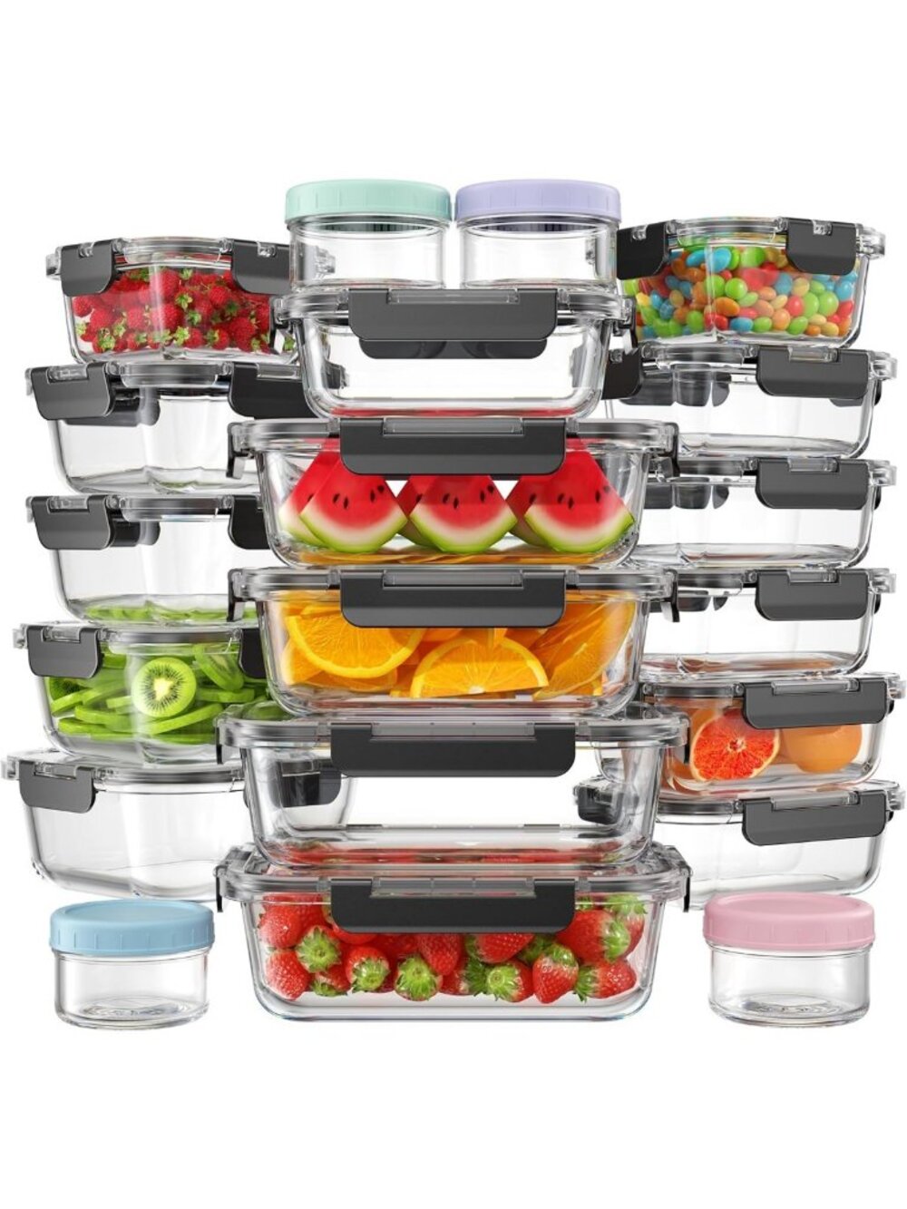 40 PCS Glass Food Storage Containers Set with Lids - Airtight, BPA-Free